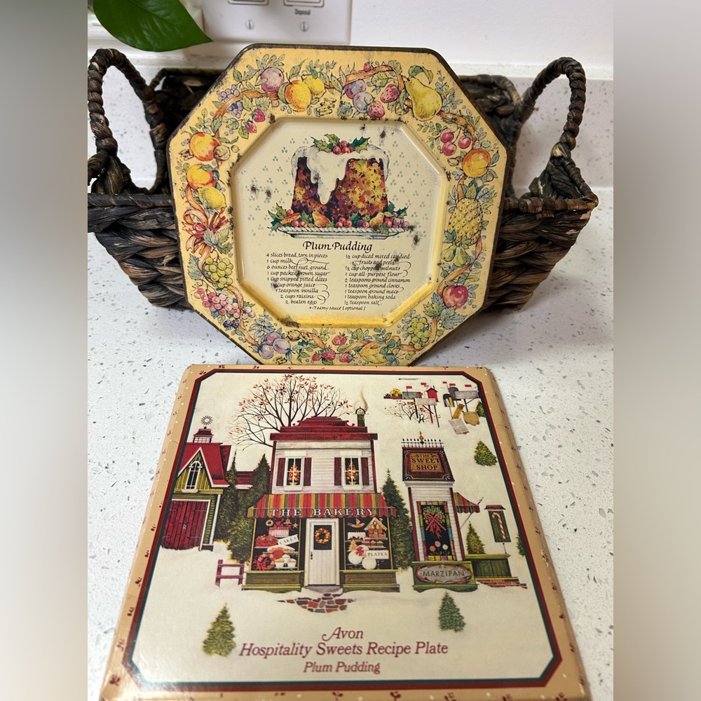 Vintage Avon Hospitality Sweets Recipe Plate -plum pudding